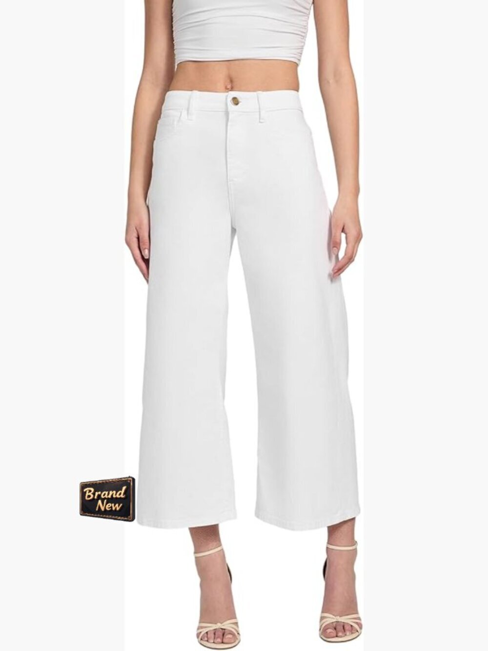 High Rise Cropped Wide Leg Denim Jeans